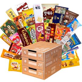 [WeFun] 3-tier snack building sweets gift set with 25 kinds of decoration stickers_zero stress, sugar charging, snack collection, office snacks, snack sets_Made in Korea